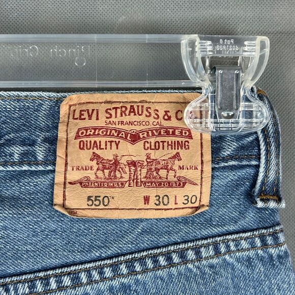 Levi's 550 Relaxed Fit Jeans Pant Men's Size W30 x L30 Blue Button Zip Cotton - Picture 8 of 11